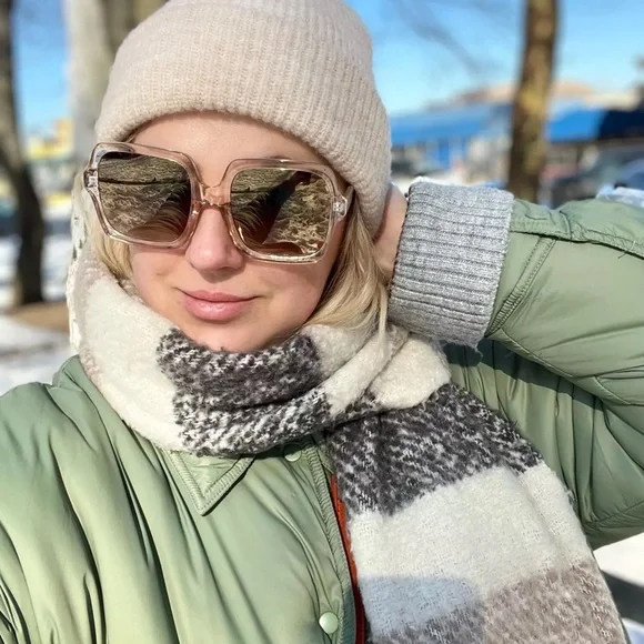 Sunglasses square oversize summer women champagne black pink luxury - Picture 13 of 14